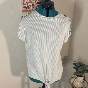 Lavish Black and White Striped Short Sleeve Top